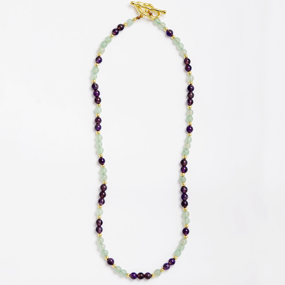 MantraChakra Amethyst and Aventurine Beaded Necklace