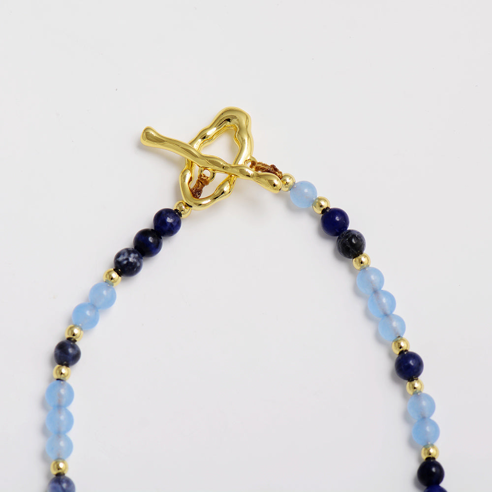 MantraChakra Sodalite and Blue Jade Beaded Necklace