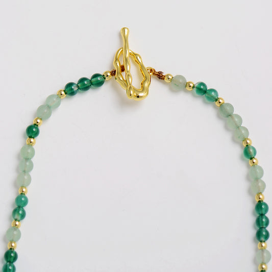 MantraChakra Aventurine and Green Agate Beaded Necklace