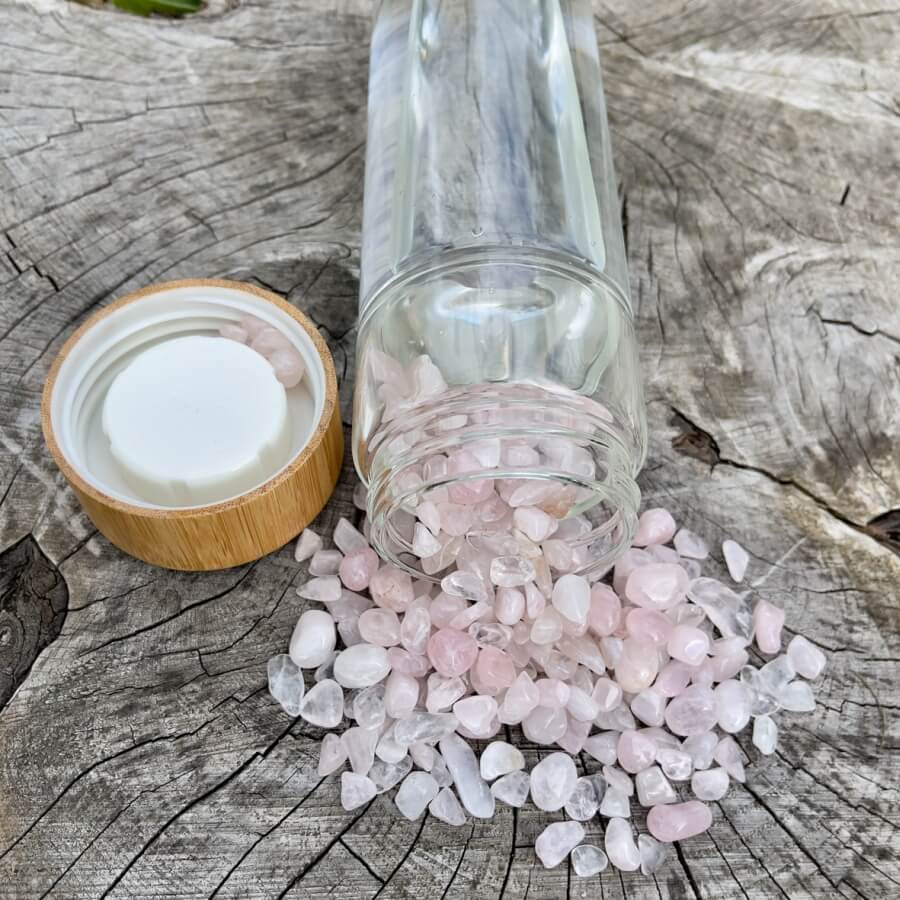 Crystal Infused Bamboo Water Bottle with Rose Quartz - Stay Hydrated 💧