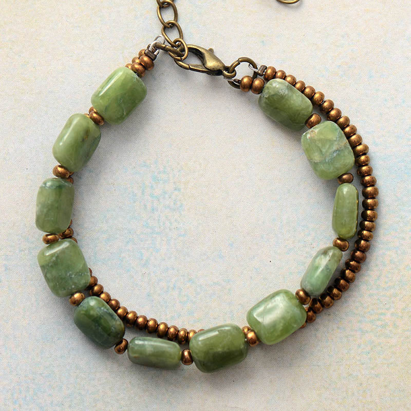 Handmade Natural Jade and Beads Bracelet