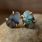 Handmade Labradorite Stud Earrings with Natural Crystals