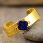 Handmade Lapis Lazuli & Gold Cuff Bangle