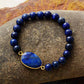 Handmade Natural 8MM Lapis Lazuli Elastic Charm Beaded Bracelet
