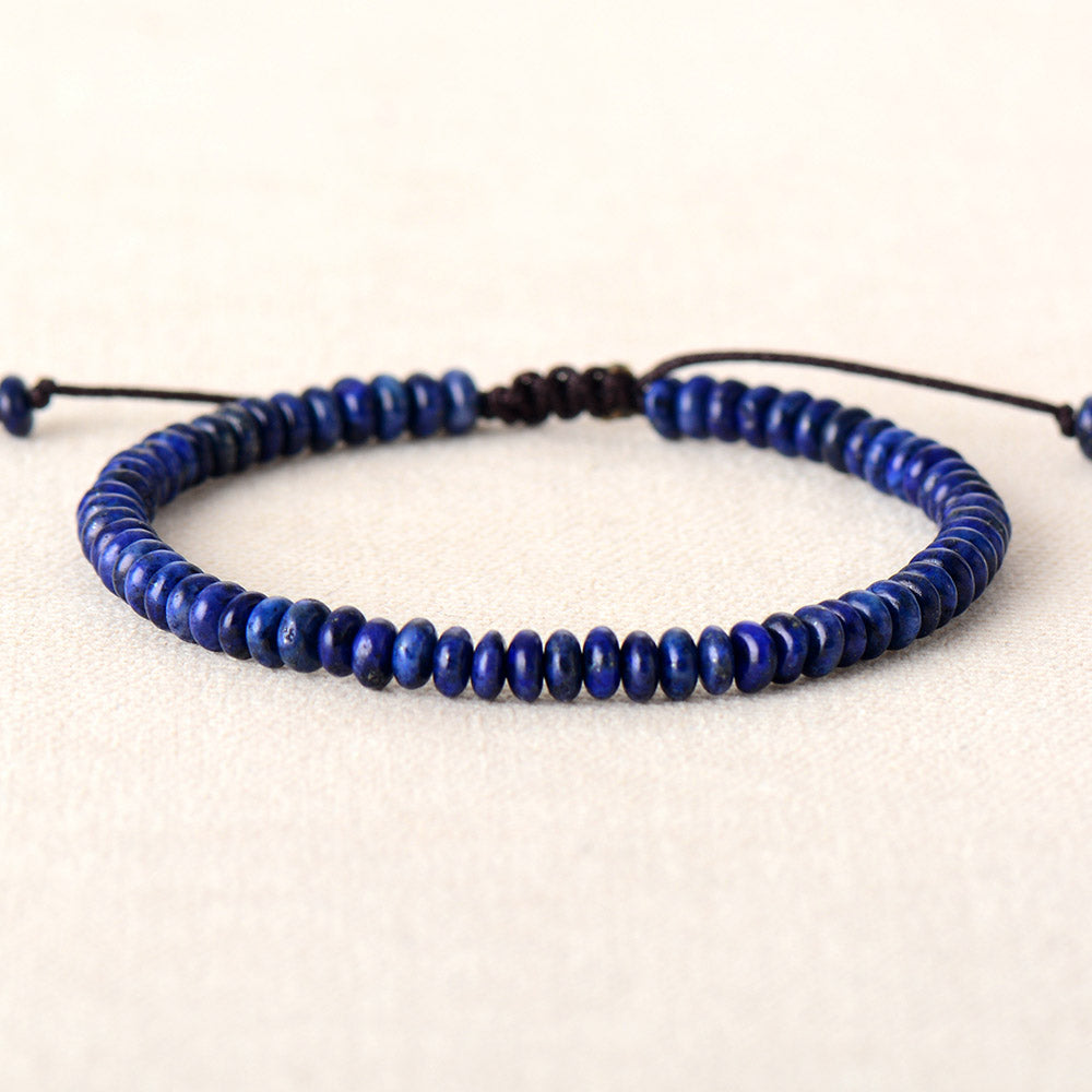 Handmade Lapis Lazuli Disc Shaped Adjustable Bracelet