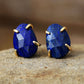 Handmade Lapis Lazuli Stud Earrings with Natural Crystals