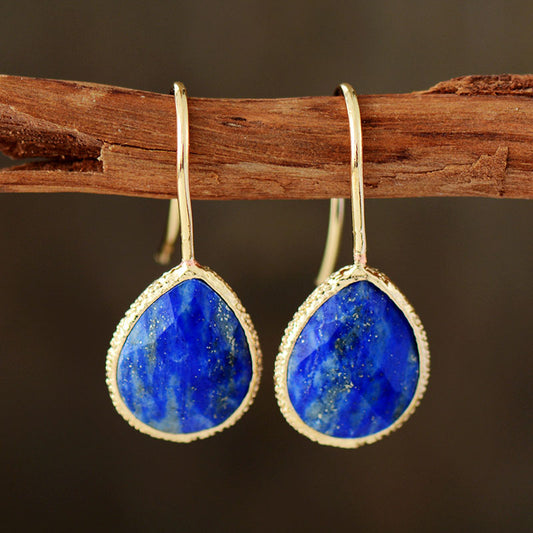 Handmade Lapis Lazuli Teardrop Dangle Earrings