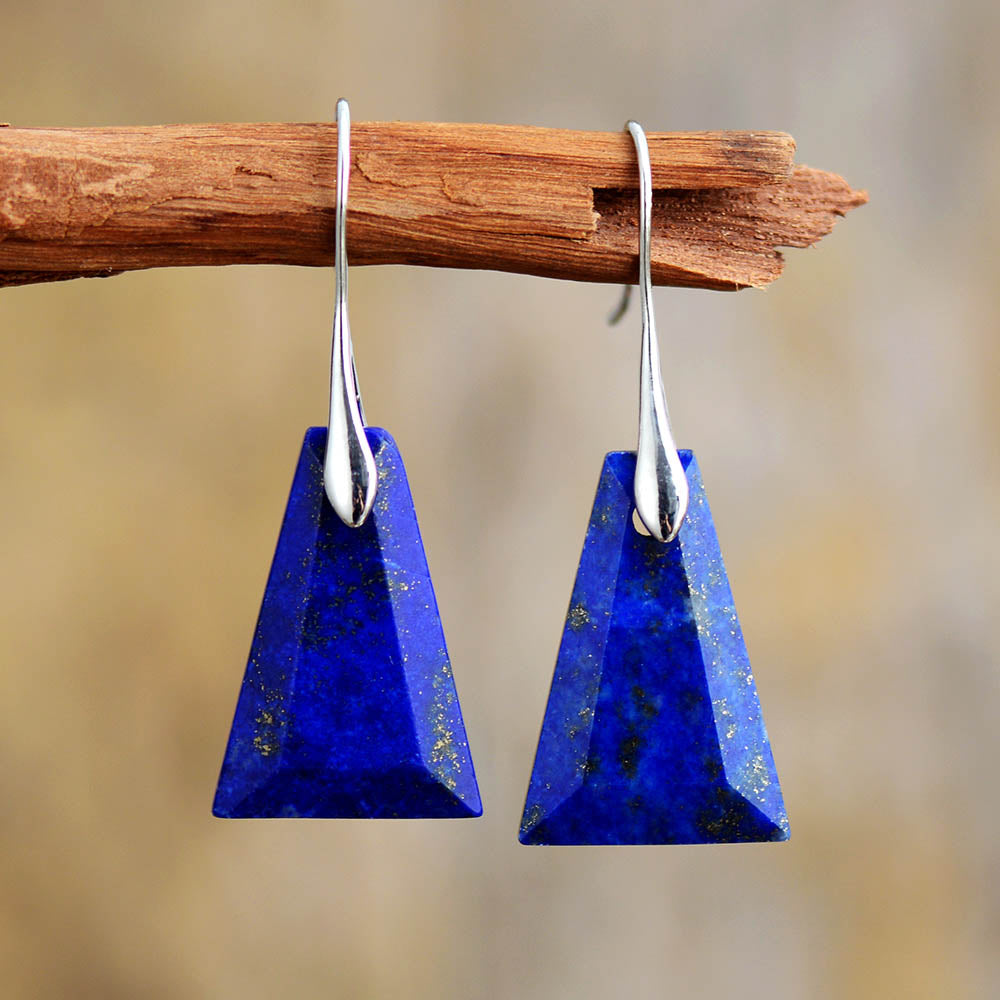 Handmade Lapis Lazuli Trapezoid Fashion Earrings