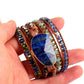 Handmade Natural Lapis Lazuli Crystal 5 Wrap Bracelet 19.7 Inches + 3 Closures