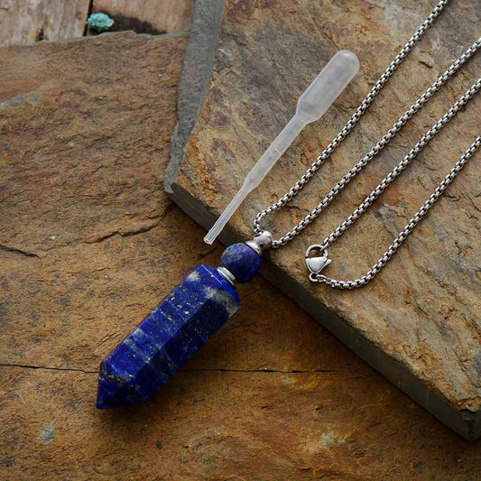 Handmade Natural Lapis Lazuli Perfume Bottle Necklace