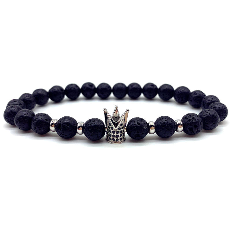 Luxury Crown with Lava Stone Bracelet