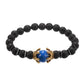 Luxury Antique Crown with Lava Stone and Lapis Lazuli Bracelet