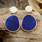 Handmade Natural Lapis Lazuli Gold Dangle Earrings