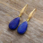Handmade Natural Lapis Lazuli Teardrop Dangle Earrings