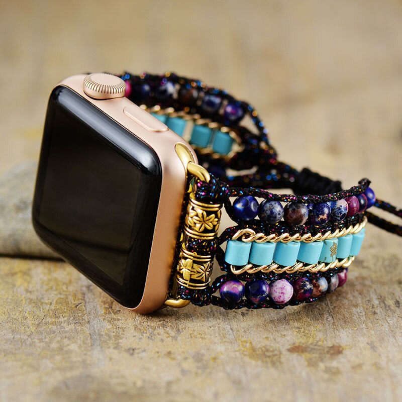 Handmade Imperial Jasper and Turquoise Apple Watch Bracelet