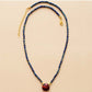 Handmade Red Jasper Teardrop Pendant Choker Necklace - 17 Inches