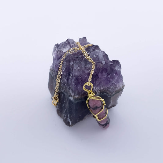 Rhodonite Natural Healing Stone Pendant Necklace