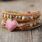 Handmade Luxury Heart Shaped Rhodonite and Jasper Crystal 3 Strand Bracelet