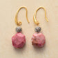 Handmade Rhodonite and Lotus Dangle Earrings