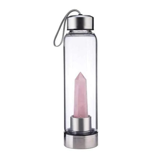 Crystal Infused Water Bottle with Rose Quartz - Stay Hydrated 💧