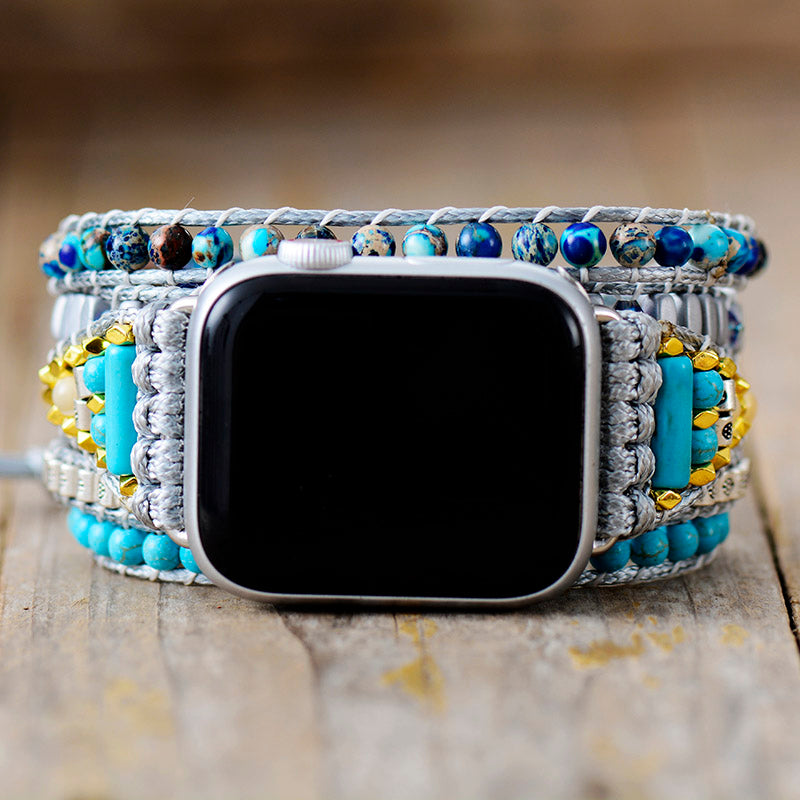 Handmade Turquoise and Jasper Apple Watch Bracelet