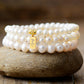 Handmade Pearl Beaded Bracelet with a Gold Plated Tag