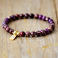 Handmade Purple Imperial Jasper Beaded Bracelet with a Gold Plated Tag