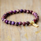 Handmade Purple Imperial Jasper Beaded Bracelet with a Gold Plated Tag