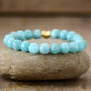 Handmade Natural Amazonite Beaded Bracelet with a Gold Plated Tag