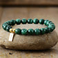 Handmade Natural Malachite Beaded Bracelet with a Gold Plated Tag