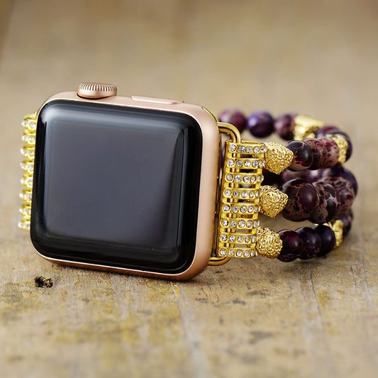 Handmade Purple Imperial Jasper Beaded Apple Watch Bracelet
