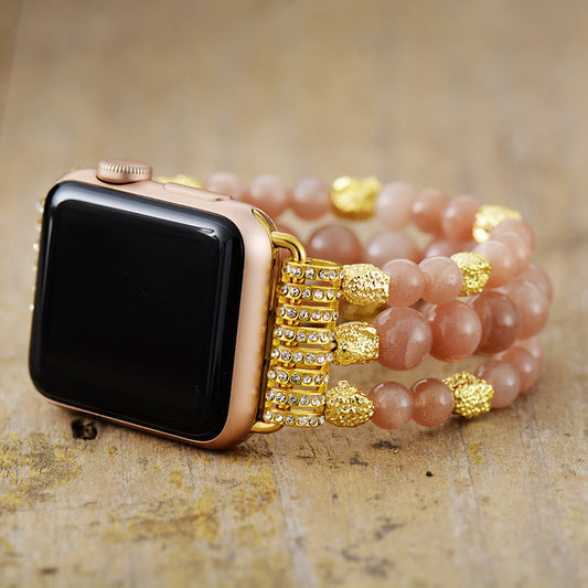 Handmade Sunstone Beaded Apple Watch Bracelet