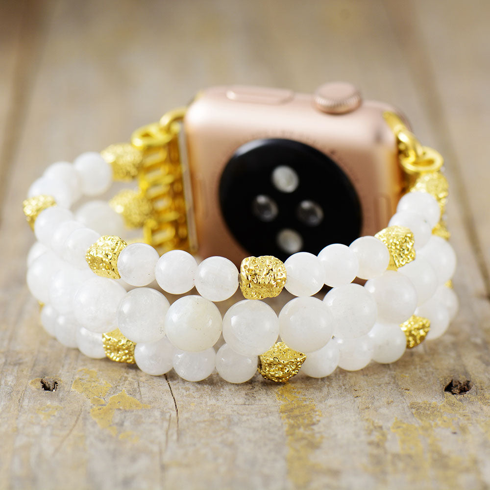 Handmade Moonstone Beaded Apple Watch Bracelet