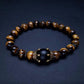 Luxury Antique Crown with Tiger's Eye and Black Onyx Bracelet
