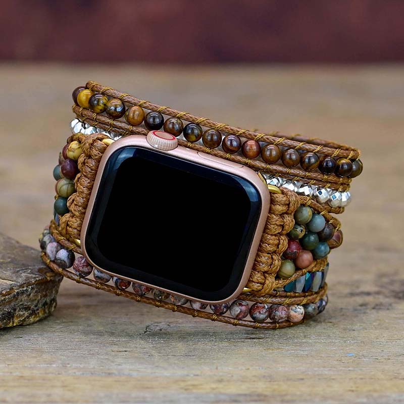 Handmade Tigers Eye, Agate and Jasper Apple Watch Bracelet