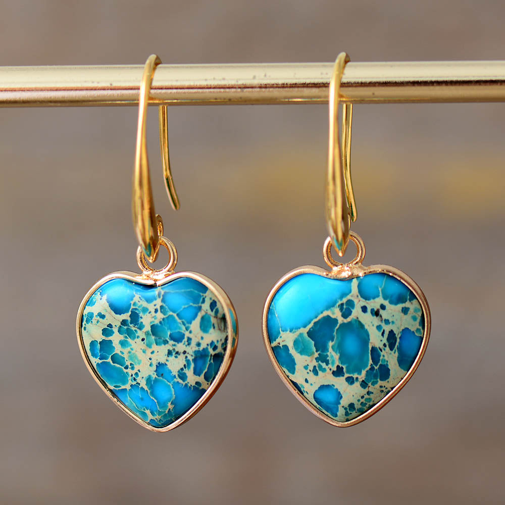 Handmade Turquoise Heart Shaped Dangle Earrings