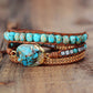 Handmade Leather and Turquoise Stone Bracelet 19.7 Inches + 3 Closures