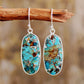 Handmade Natural Turquoise and Silver Plated Dangle Earrings