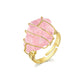Resizable Gold Wire Wrapped Crystal Ring - Rose Quartz