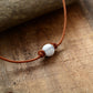 Handmade Leather Choker Necklace with Howlite Stone - 15 Inches