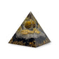 Orgone Energy Resin Pyramid with Obsidian Crystal, Clear Quartz and Tigers Eye