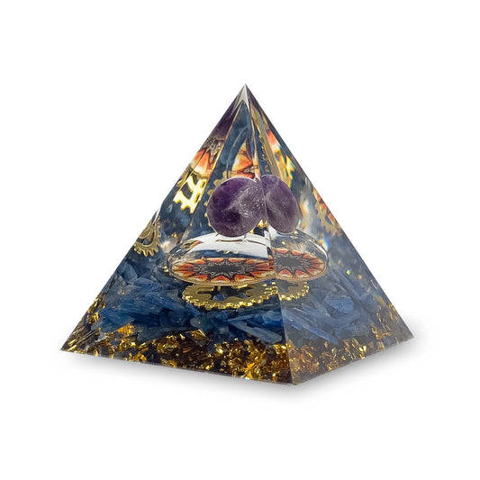 Orgone Energy Resin Pyramid with Lapis Lazuli and Amethyst